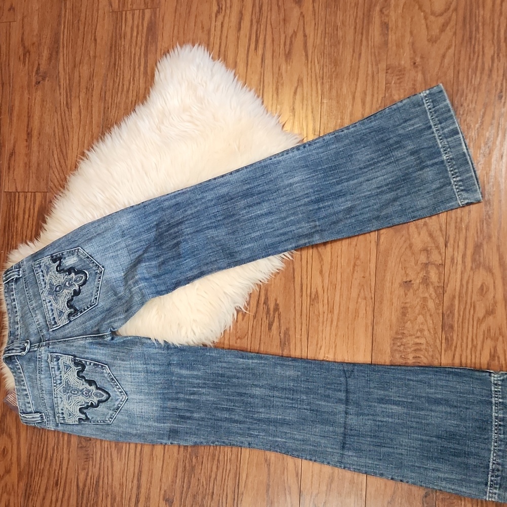 Antik Embroidered Pocket Bootcut Dark Wash Jeans - Picture 3 of 9